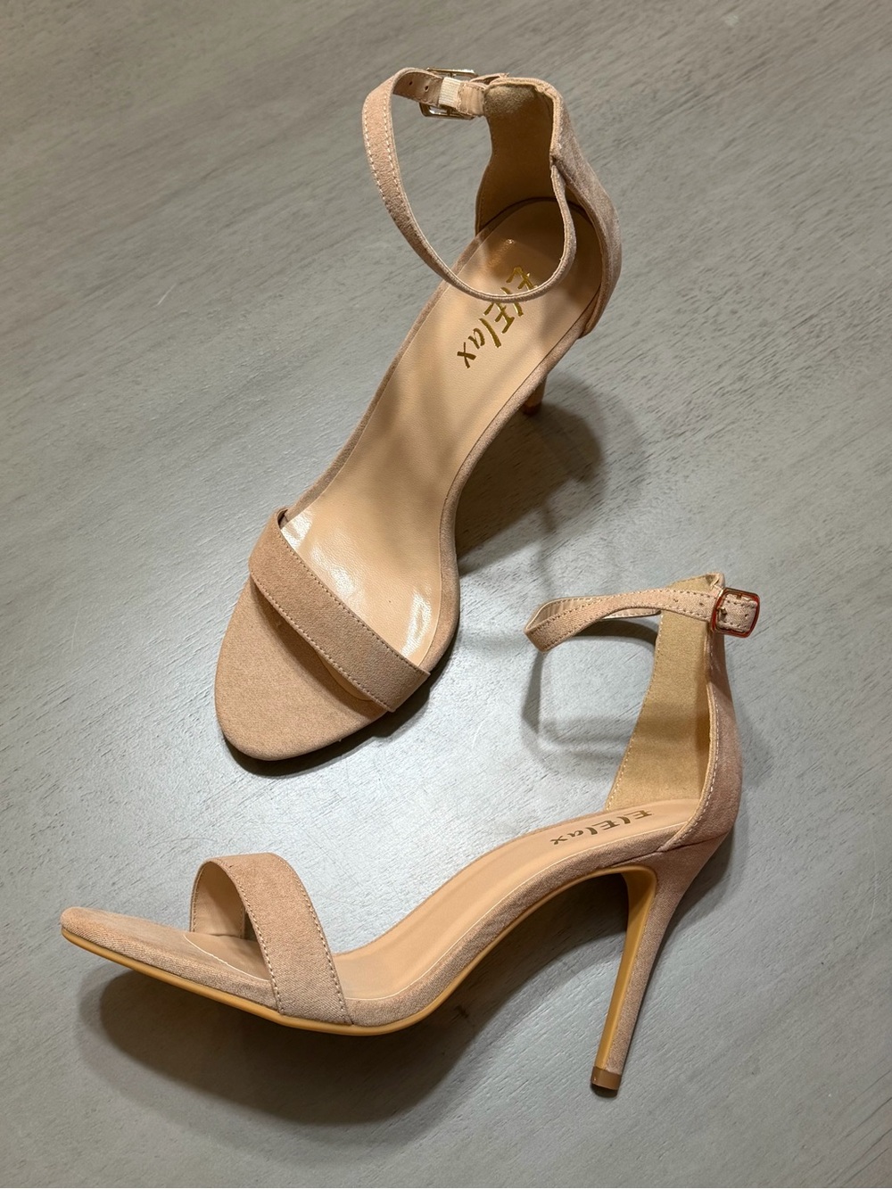 Ankle-Strap Nude High Heels Nude Size 8